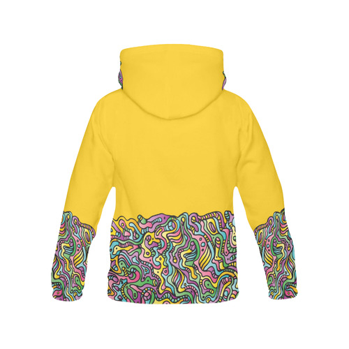 Colorful Tidal Pool, abstract animals, yellow All Over Print Hoodie for Women (USA Size) (Model H13)
