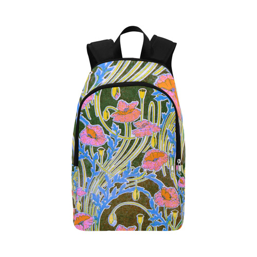 Pink Floral Art Deco Pattern Fabric Backpack for Adult (Model 1659)