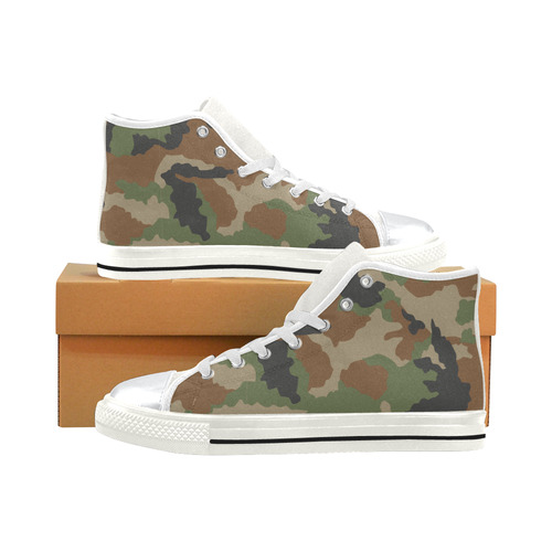 woodland camouflage pattern High Top Canvas Shoes for Kid (Model 017)