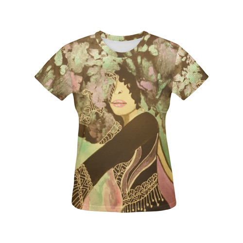 Blooming In Motion All Over Print T-Shirt for Women (USA Size) (Model T40)