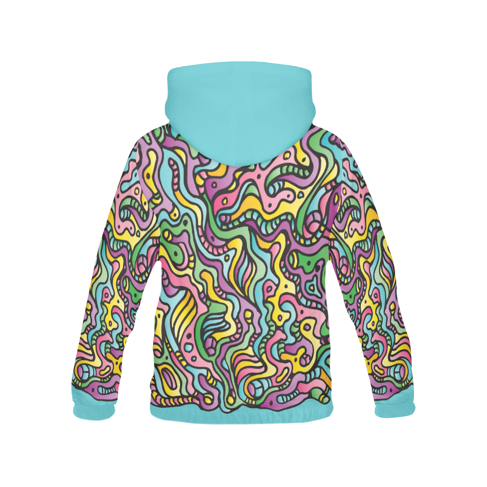 Colorful Tidal Pool, abstract animals, blue All Over Print Hoodie for Women (USA Size) (Model H13)