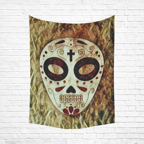 Fantasy tribal death mask B by FeelGood Cotton Linen Wall Tapestry 60"x 80"