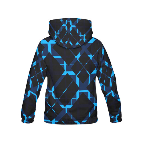 Diagonal Blue & Black Plaid Hipster Style All Over Print Hoodie for Women (USA Size) (Model H13)