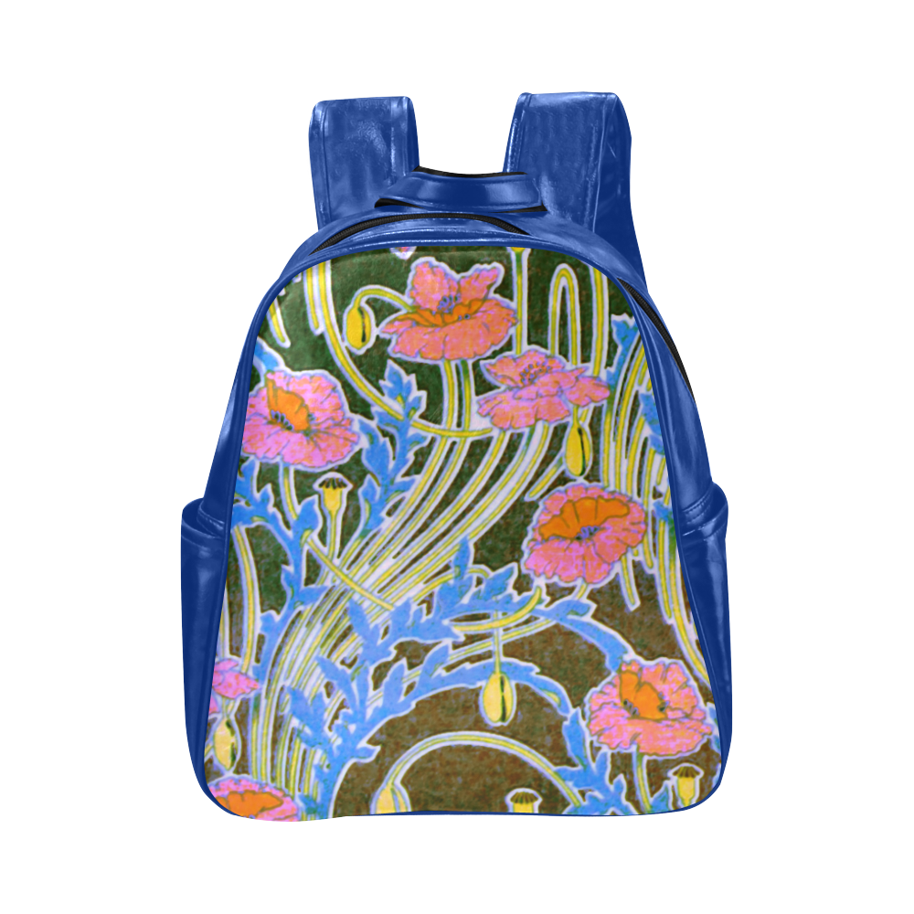 Pink Floral Art Deco Pattern Multi-Pockets Backpack (Model 1636)