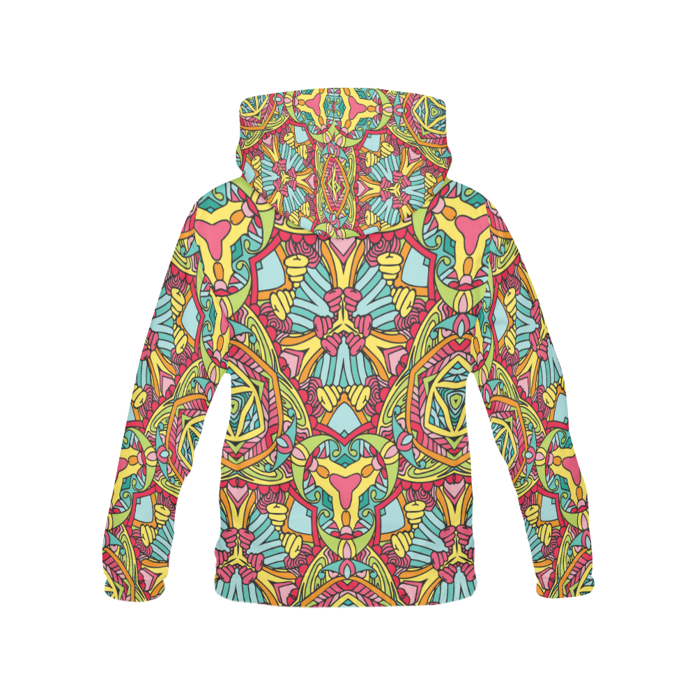 Zandine 0302 pink blue yellow green All Over Print Hoodie for Women (USA Size) (Model H13)