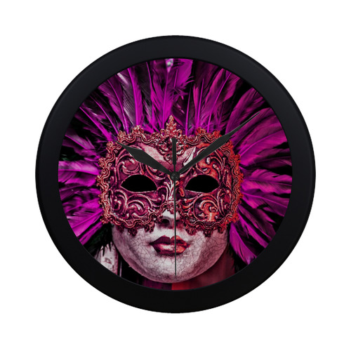 Carnival mask pink by FeelGood Circular Plastic Wall clock