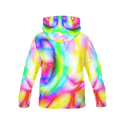tropical ink blue yellow purple pattern ZT03 All Over Print Hoodie for Women (USA Size) (Model H13)