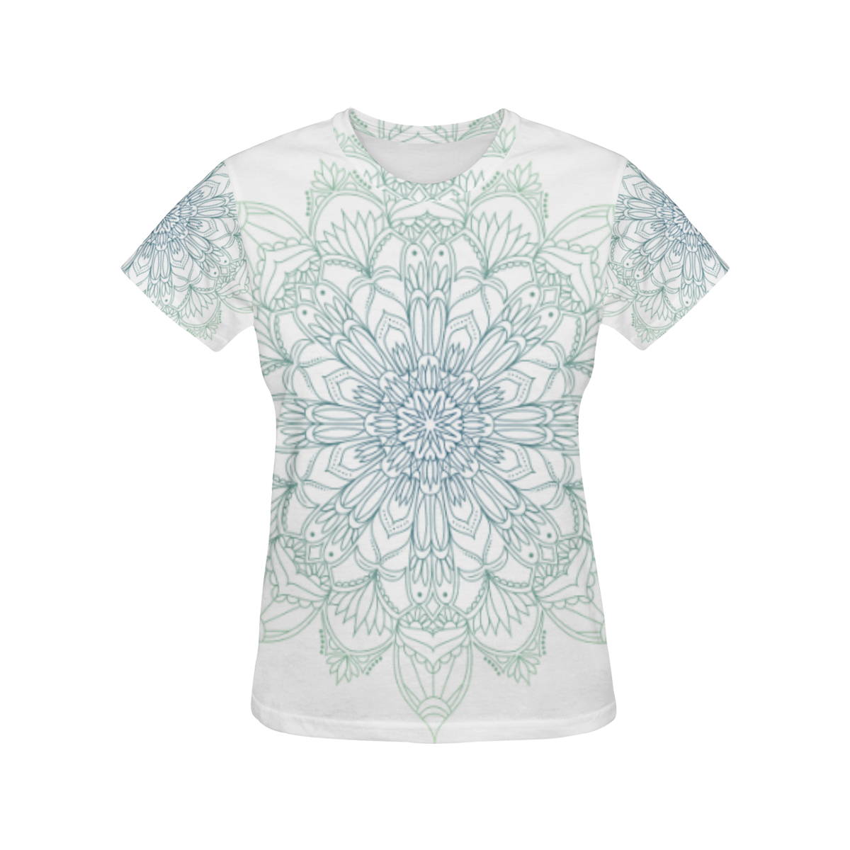 ZVM0001 blue green holistic mandala All Over Print T-Shirt for Women (USA Size) (Model T40)