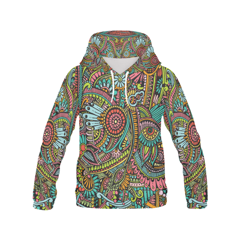 zz0103 floral hippie flower whimsical pattern All Over Print Hoodie for Women (USA Size) (Model H13)