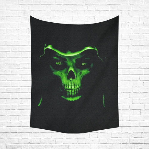 glowing fantasy Death mask green by FeelGood Cotton Linen Wall Tapestry 60"x 80"