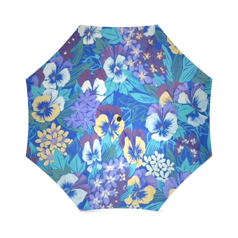 Vintage Floral Pansy Foldable Umbrella (Model U01)
