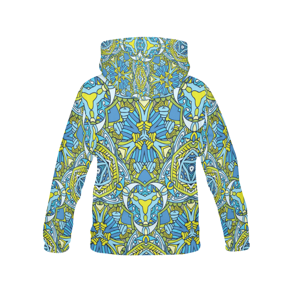 Zandine 0306 blue green fun bold pattern All Over Print Hoodie for Women (USA Size) (Model H13)