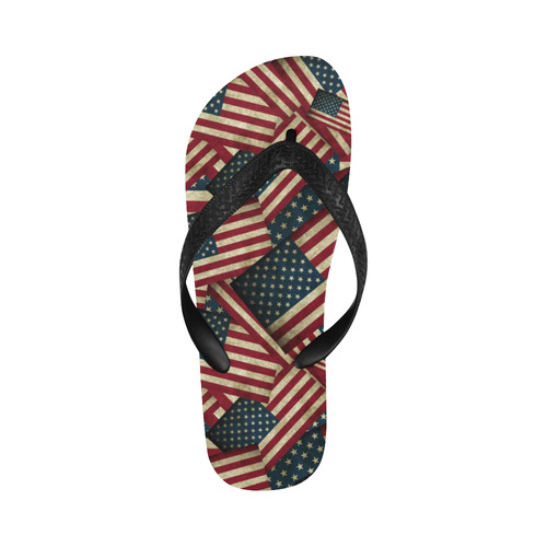 Patriotic Grunge-Style USA American Flags Flip Flops for Men/Women (Model 040)