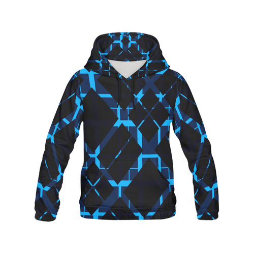 Diagonal Blue & Black Plaid Hipster Style All Over Print Hoodie for Women (USA Size) (Model H13)