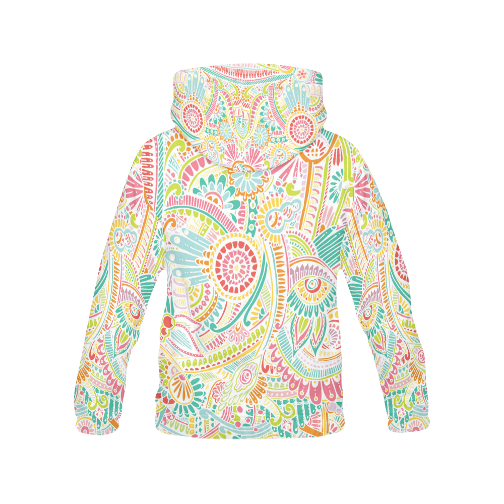 zz0101 pink hippie flower watercolor pattern All Over Print Hoodie for Women (USA Size) (Model H13)