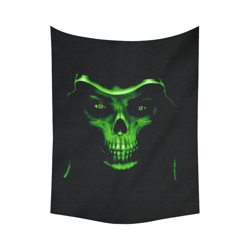 glowing fantasy Death mask green by FeelGood Cotton Linen Wall Tapestry 60"x 80"