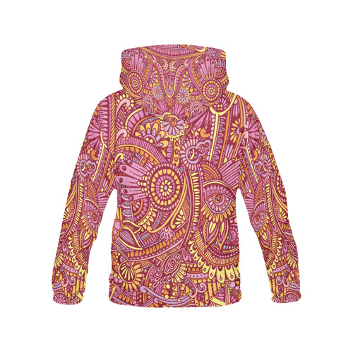 zz0106 floral pink hippie flower whimsical pattern All Over Print Hoodie for Women (USA Size) (Model H13)