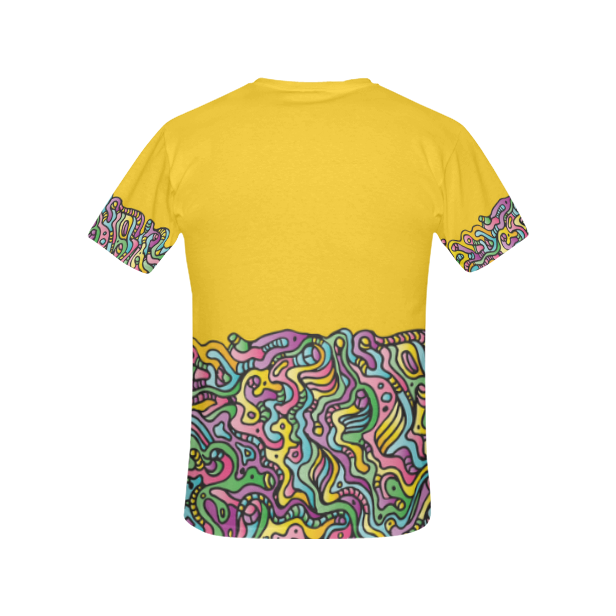 Colorful Tidal Pool, abstract animals, yellow All Over Print T-Shirt for Women (USA Size) (Model T40)