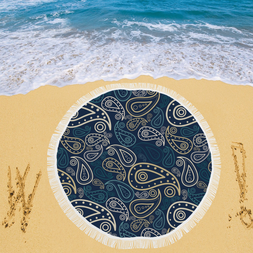 paisley illustration Circular Beach Shawl 59"x 59"
