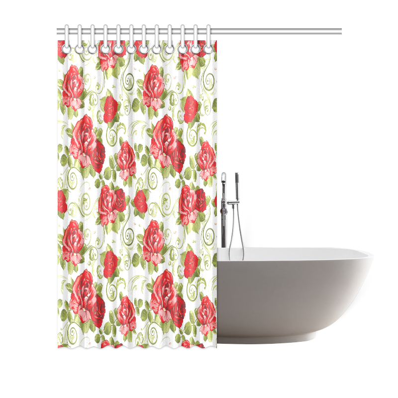Cute Vintage Red Floral Pattern Shower Curtain 72"x72"