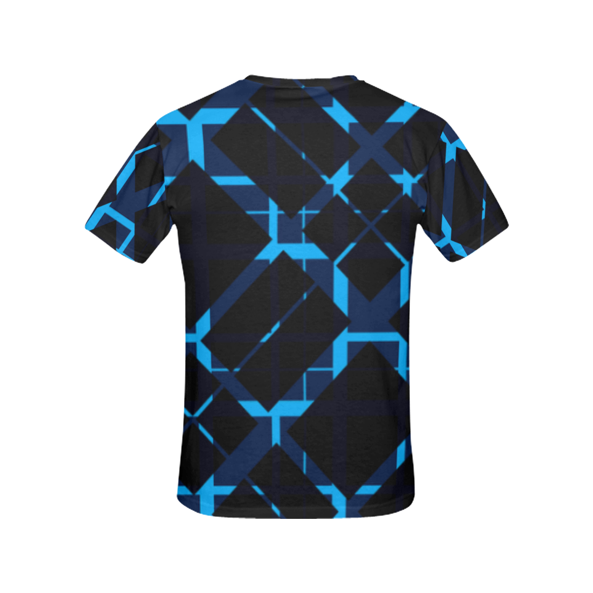 Diagonal Blue & Black Plaid Hipster Style All Over Print T-Shirt for Women (USA Size) (Model T40)