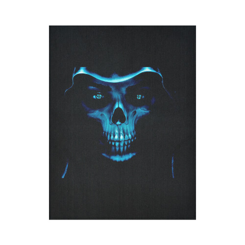 glowing fantasy Death mask blue by FeelGood Cotton Linen Wall Tapestry 60"x 80"