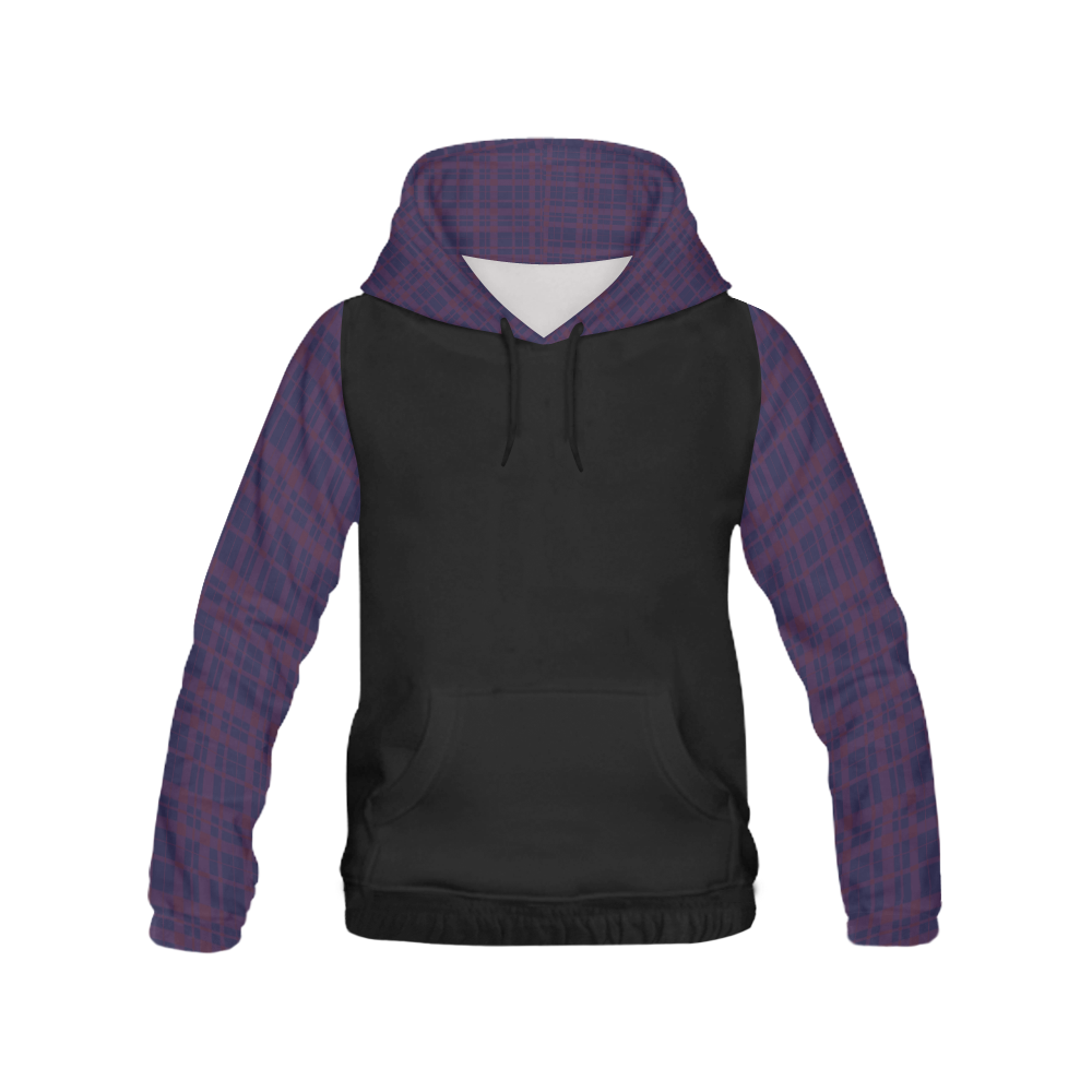 Purple Plaid Hipster Style Hood & Sleeves Print All Over Print Hoodie for Women (USA Size) (Model H13)