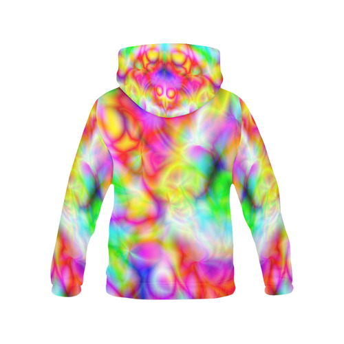 psychedelic tropical blue yellow pink pattern ZT06 All Over Print Hoodie for Women (USA Size) (Model H13)