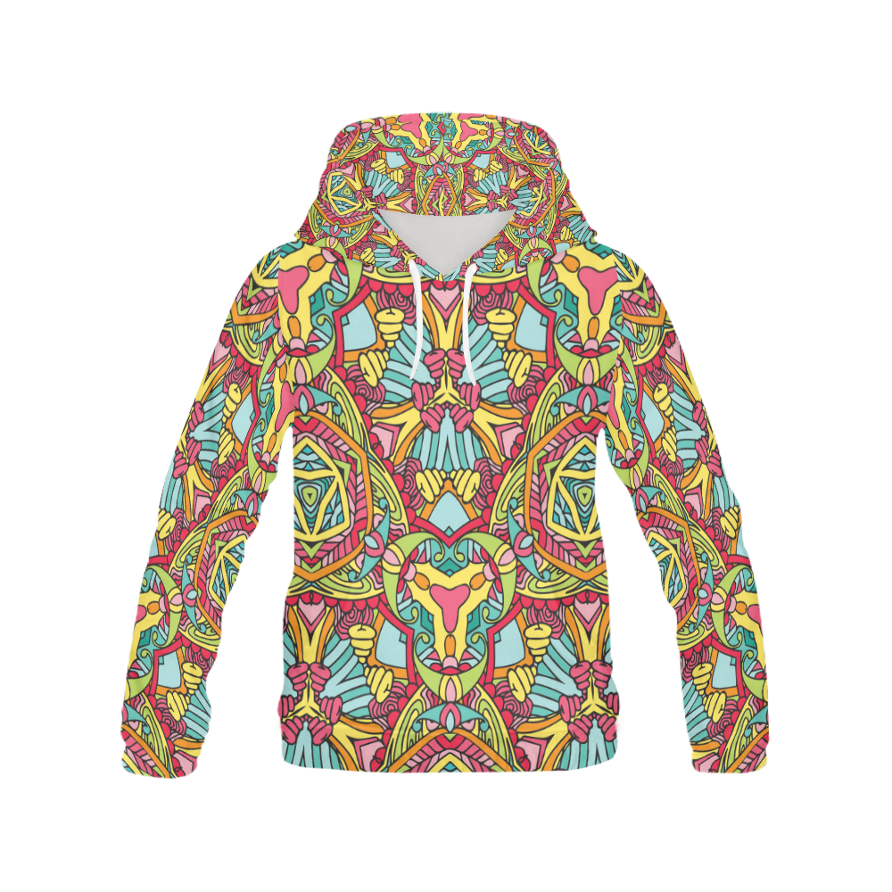 Zandine 0302 pink blue yellow green All Over Print Hoodie for Women (USA Size) (Model H13)