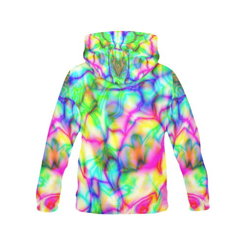 Tropical tribal tie dye yellow blue green ZT09 All Over Print Hoodie for Women (USA Size) (Model H13)