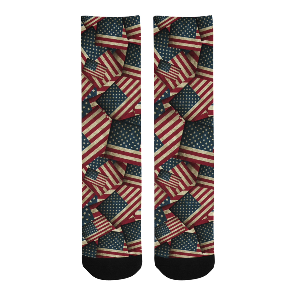 Patriotic Grunge-Style USA American Flags Trouser Socks