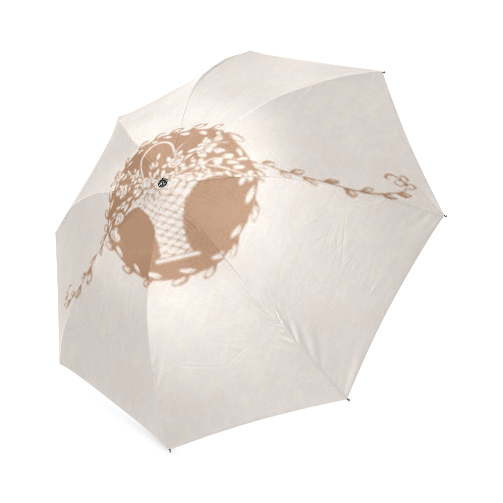 Taupe Floral Foldable Umbrella (Model U01)