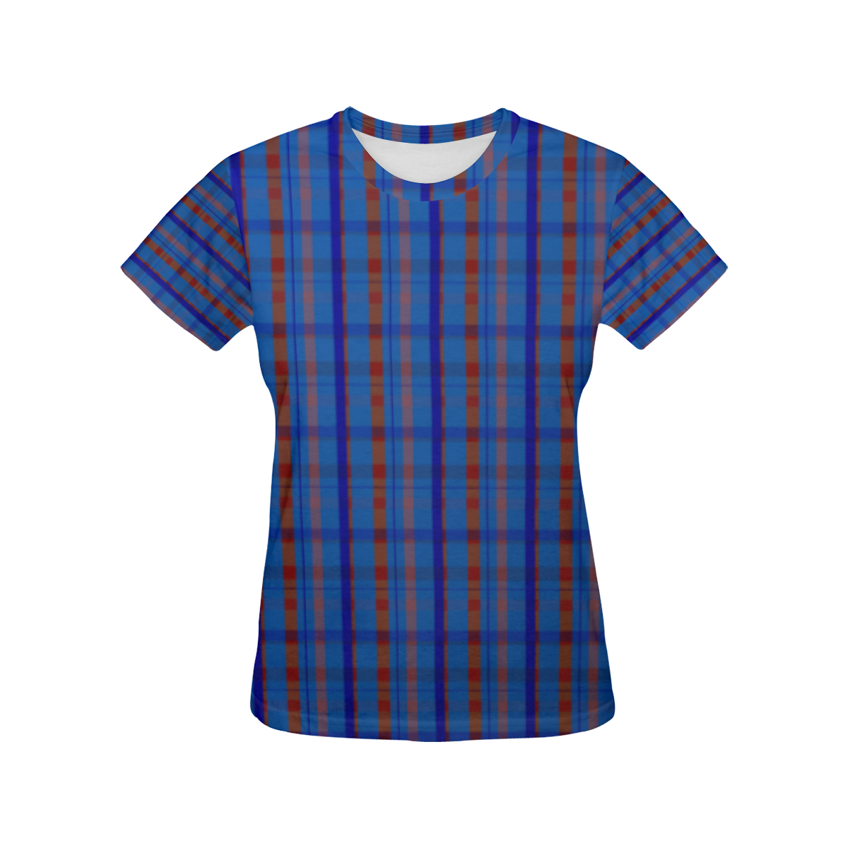 Royal Blue Plaid Hipster Style All Over Print T-Shirt for Women (USA Size) (Model T40)
