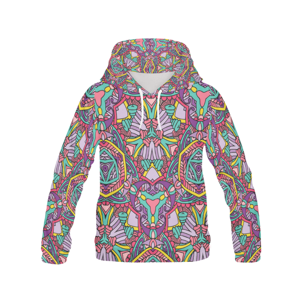 Zandine 0303 purple pink blue girly pattern All Over Print Hoodie for Women (USA Size) (Model H13)