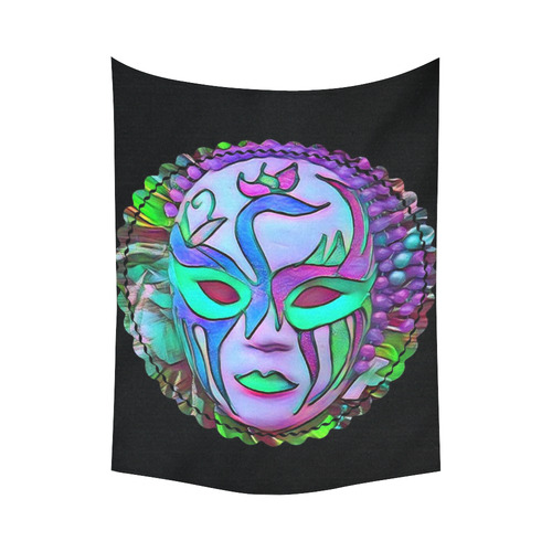 Carnival mask 3C by FeelGood Cotton Linen Wall Tapestry 60"x 80"