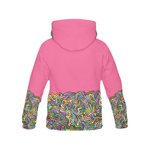 Colorful Tidal Pool, abstract animals, pink All Over Print Hoodie for Women (USA Size) (Model H13)