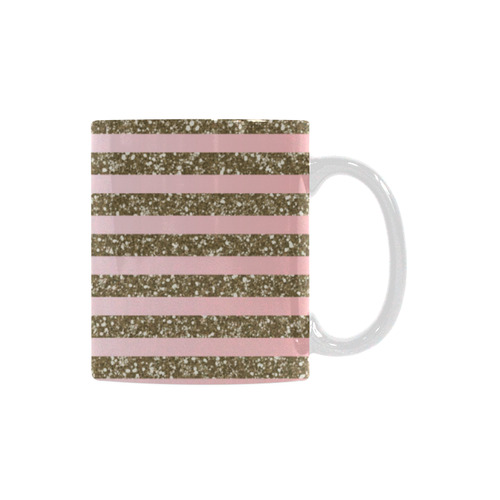 Pink Gold Stripes White Mug(11OZ)