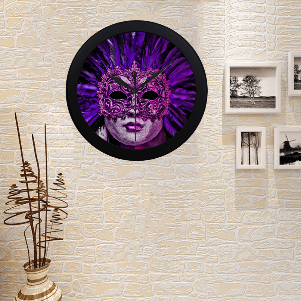 Carnival mask purple by FeelGood Circular Plastic Wall clock