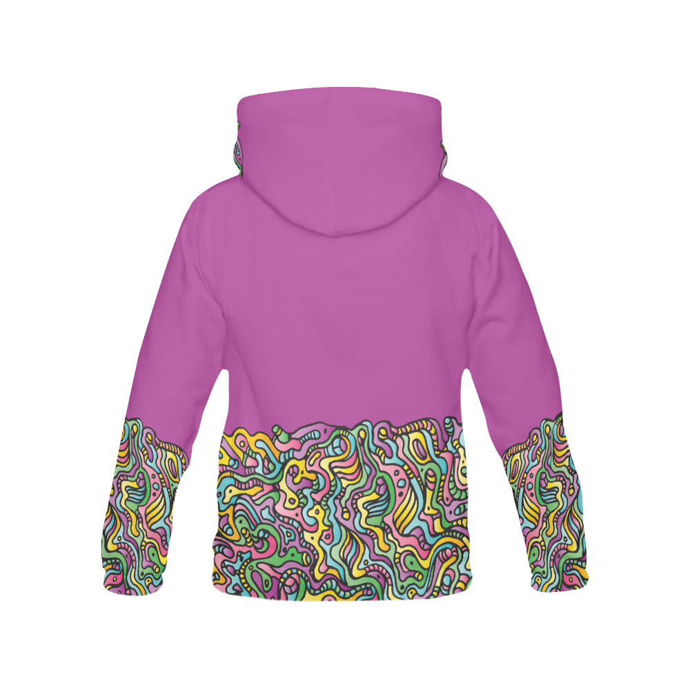 Colorful Tidal Pool, abstract animals, purple All Over Print Hoodie for Women (USA Size) (Model H13)