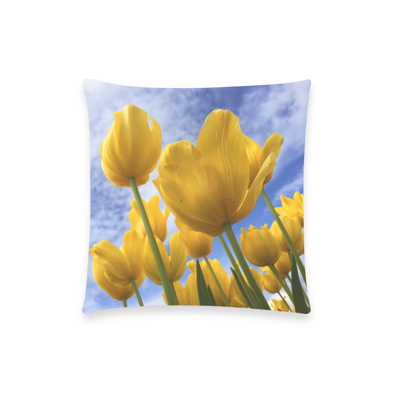 Yellow Flower Custom  Pillow Case 18"x18" (one side) No Zipper