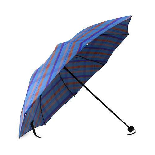 Royal Blue Plaid Hipster Style Foldable Umbrella (Model U01)