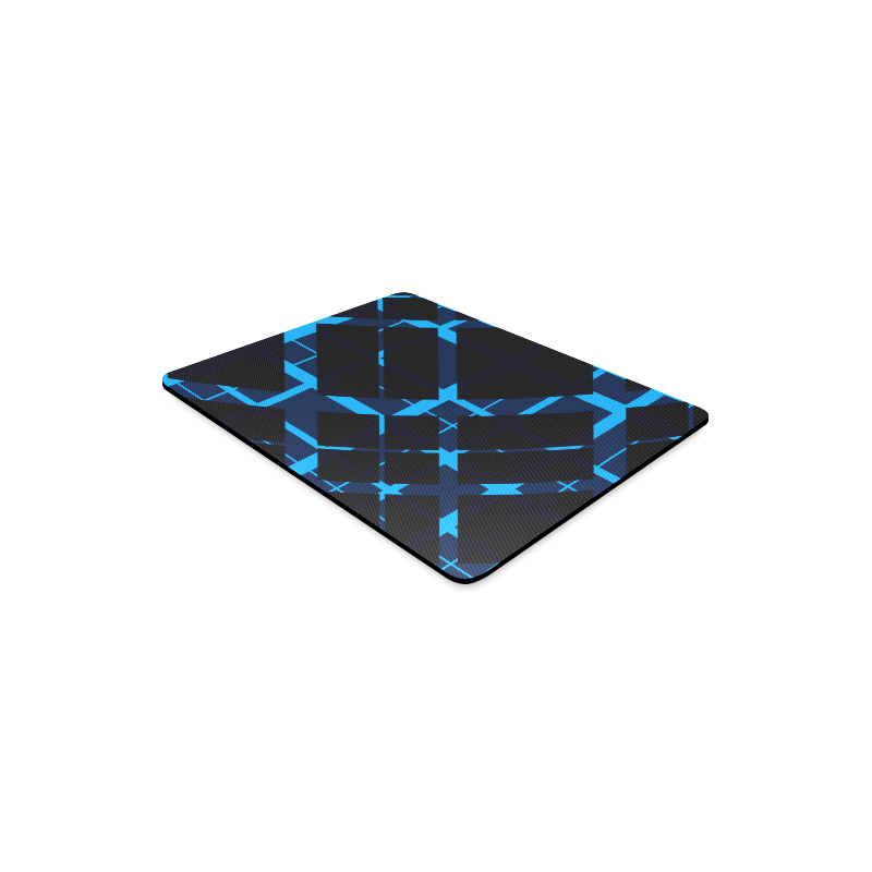 Diagonal Blue & Black Plaid Hipster Style Rectangle Mousepad