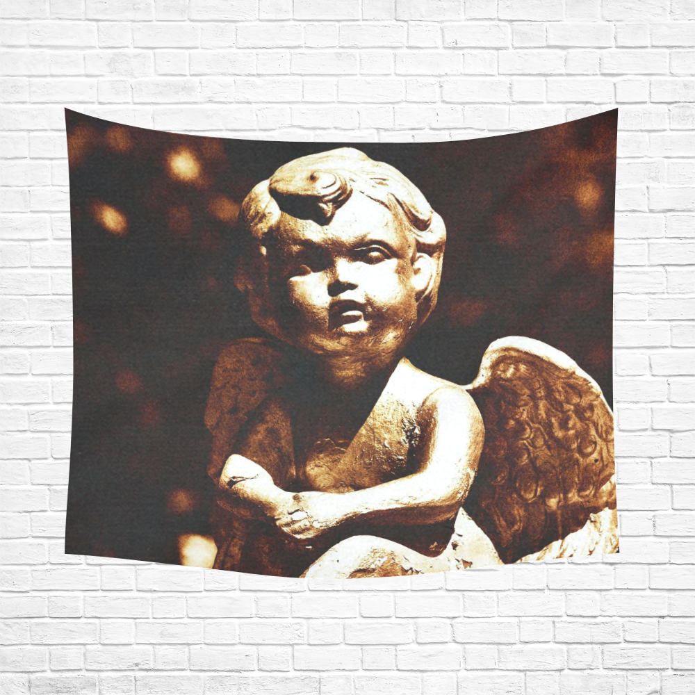 cute vintage Guardian Angel 5 by FeelGood Cotton Linen Wall Tapestry 60"x 51"