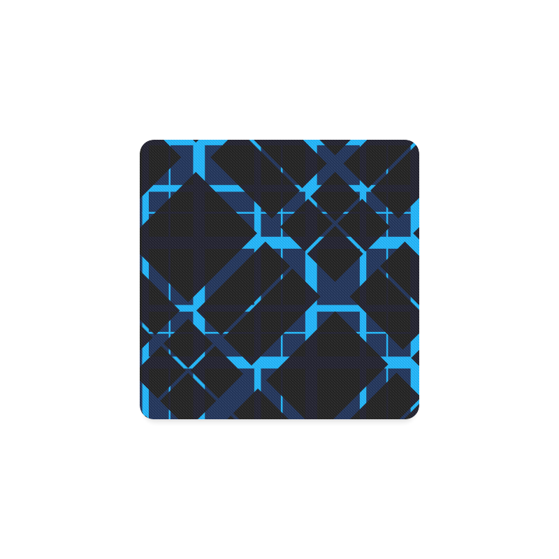 Diagonal Blue & Black Plaid Hipster Style Square Coaster