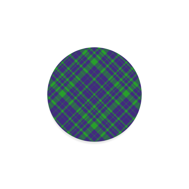 Diagonal Green & Purple Plaid Hipster Style Round Coaster