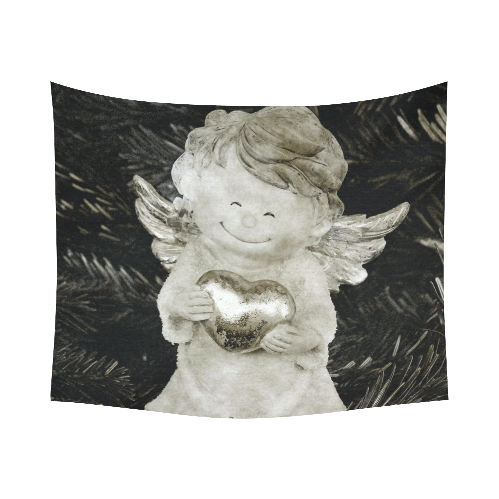 cute vintage Guardian Angel 6 by FeelGood Cotton Linen Wall Tapestry 60"x 51"