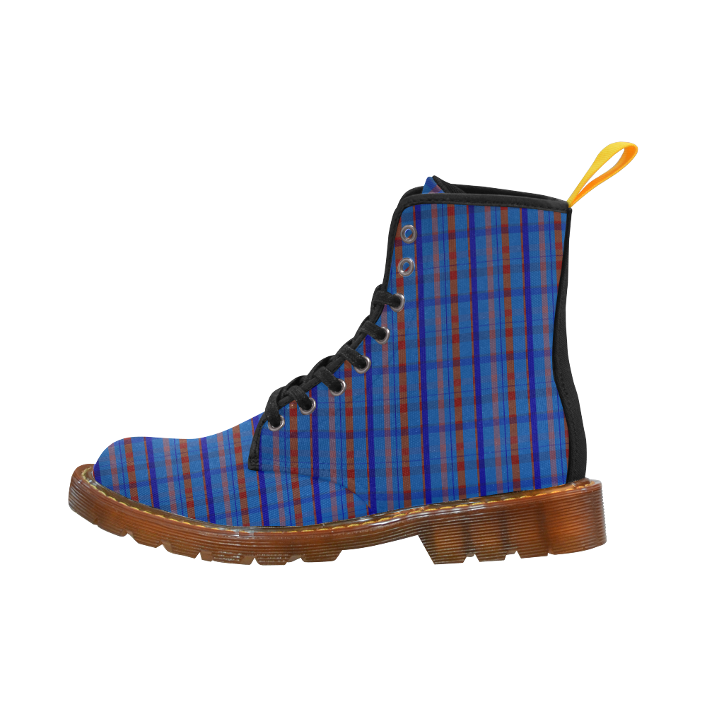 Royal Blue Plaid Hipster Style Martin Boots For Men Model 1203H