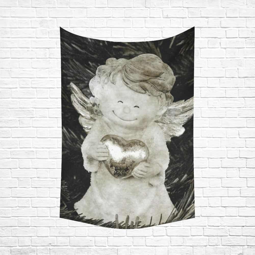 cute vintage Guardian Angel 6 by FeelGood Cotton Linen Wall Tapestry 60"x 90"
