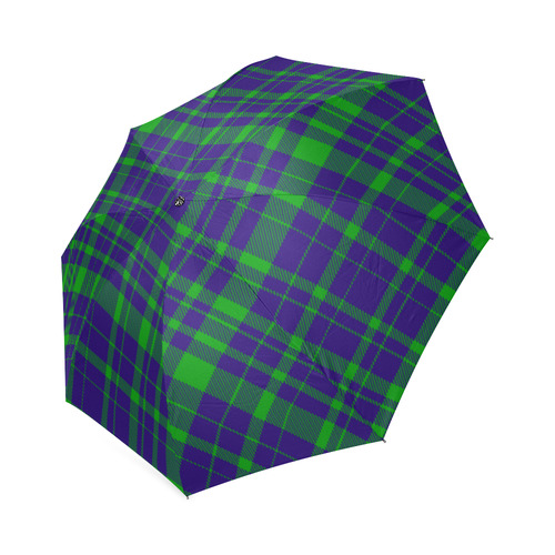 Diagonal Green & Purple Plaid Hipster Style Foldable Umbrella (Model U01)