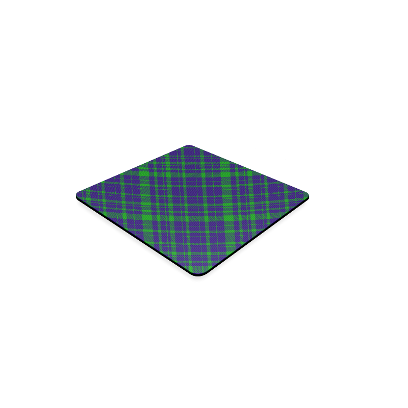 Diagonal Green & Purple Plaid Hipster Style Square Coaster